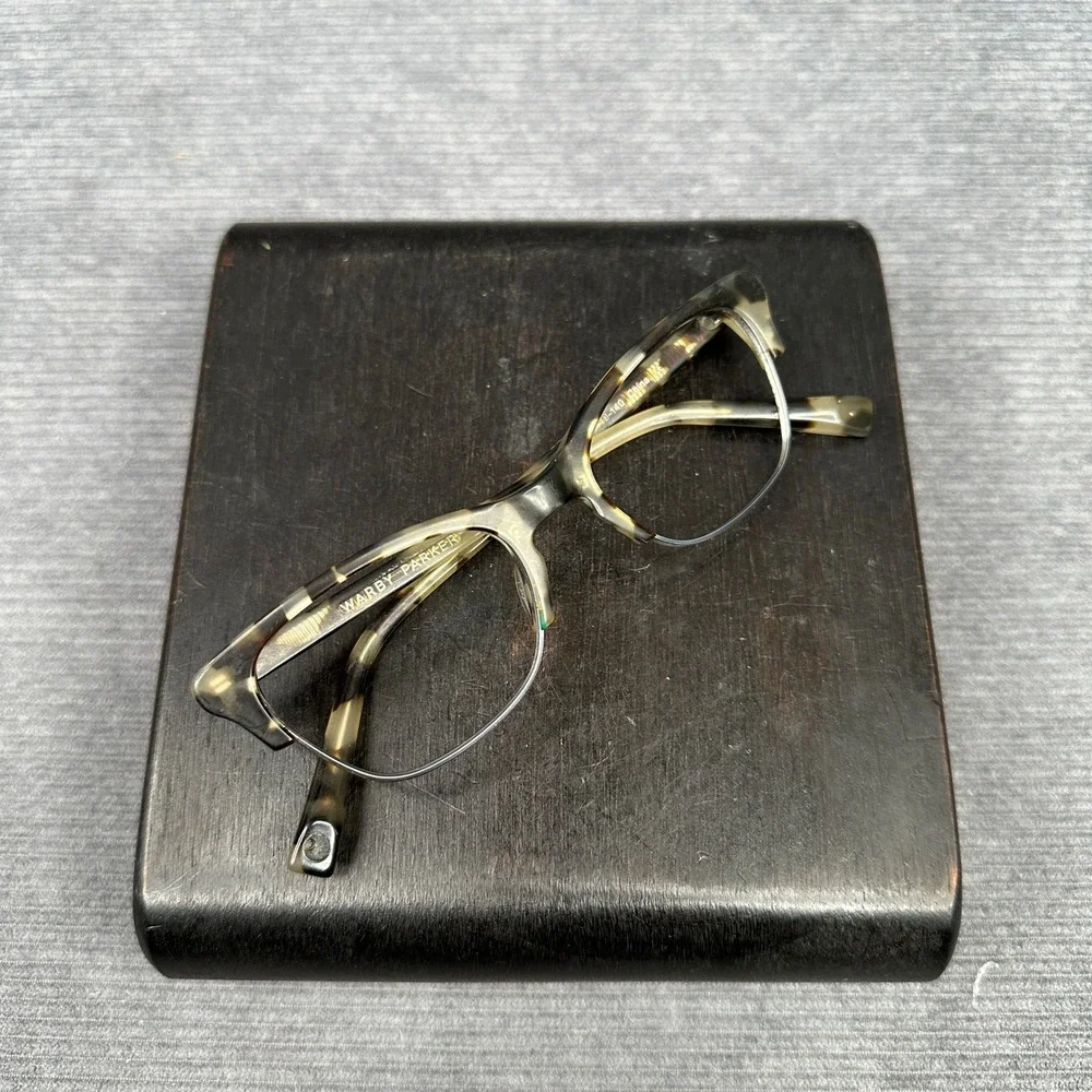 Warby Parker Holcomb Eyeglasses Tortoiseshell Silver Cat Eye Frames 49-19-140